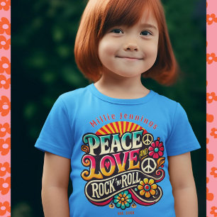 Camiseta Peace Love RocknRoll Retro 70s Vintage Psychedelic