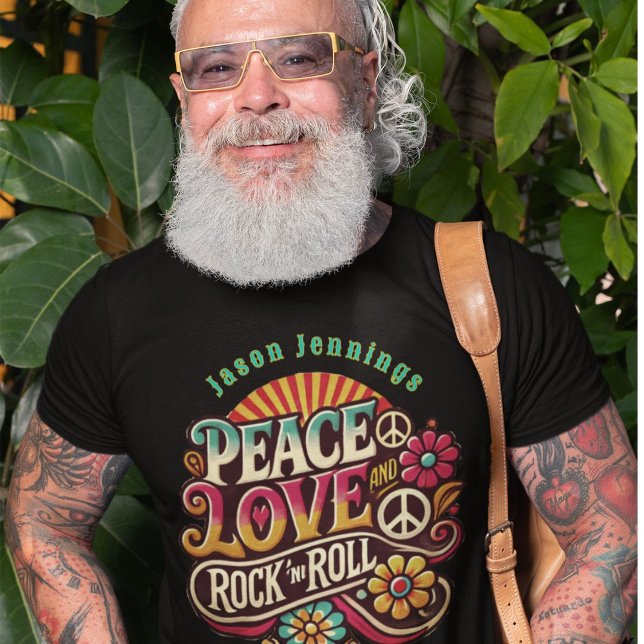 Camiseta Peace Love RocknRoll Retro 70s Vintage Psychedelic (Criador carregado)