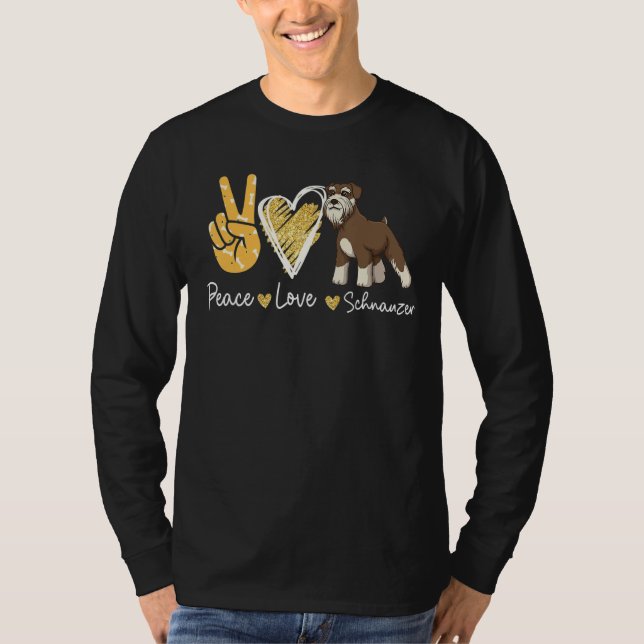 Camiseta Peace Love Schnauzer Dog (Frente)