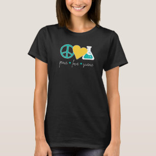 Camiseta Peace Love Science Química Biology Physics Teto