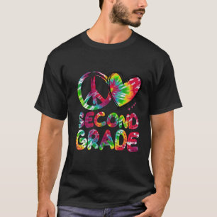 Camiseta Peace Love Second Grade Tie Dye Hello Second Forma
