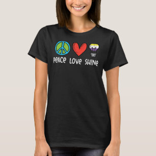 Camiseta Peace Love Shine Nonbinary Enby Não Binário Sinali