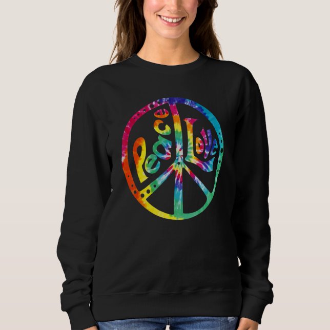 Camiseta PEACE LOVE Sign 60s 70s Tie Dye Hippie Costume Ret (Frente)