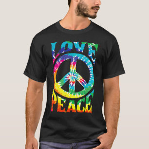 Camiseta PEACE LOVE Sinal 60s 70s Tie Dye Hippie Costume Re
