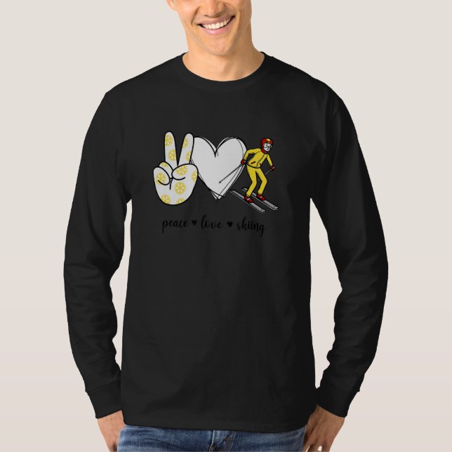 Camiseta Peace Love Skiing Peace Sign Skiing (Frente)
