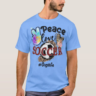 Camiseta Peace Love Soccer Gigi Life Mom Grandma Leopard 