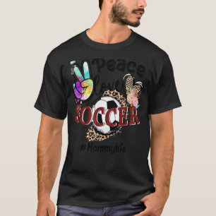 Camiseta Peace Love Soccer Mamãe Life Mãe Avó Leopardo