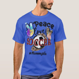 Camiseta Peace Love Soccer Mamãe Life Mãe Avó Leopardo