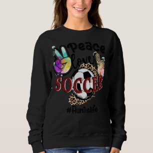 Camiseta Peace Love Soccer tia Life Mãe Avó Leopardo