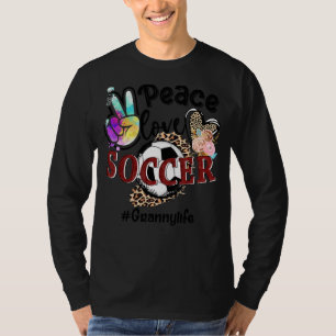 Camiseta Peace Love Soccer Vovó Mãe Vovó Leopardo
