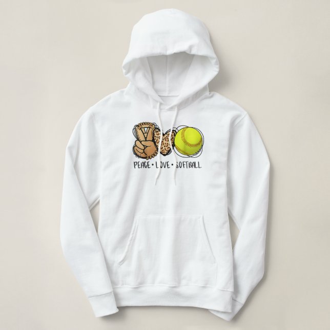 Camiseta Peace Love Softball Mom Leopard Print Mother's Day (Frente do Design)