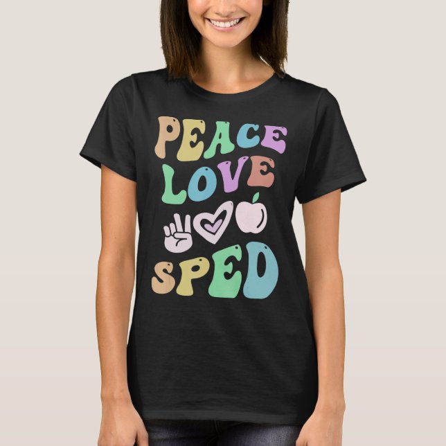 Camiseta PEACE LOVE SPED Retro Special Education Sch (Frente)