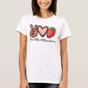 Camiseta Peace Love Strawberry Farmberry Strawberry Lover