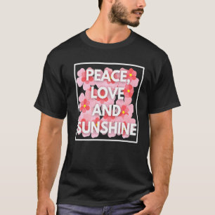 Camiseta Peace Love Sunshine Floral Flower Para Ela