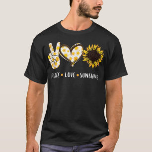 Camiseta Peace Love Sunshine Sunflower Hippie presente para