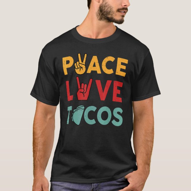 Camiseta Peace Love Tacos Cute Taco Terça-feira Comida mexi (Frente)