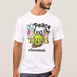 Camiseta Peace Love Tênis Grandma Life Mãe Avó Leopardo