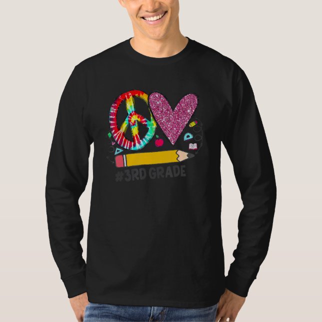 Camiseta Peace Love Third Grade Back To School Team 3rd Gra (Frente)