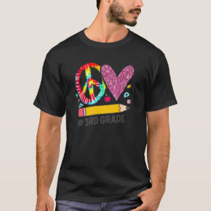 Camiseta Peace Love Third Grade Back To School Team 3rd Gra
