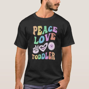 Camiseta PEACE LOVE TODDLER Retro Pré-Escolar Teacher Groov
