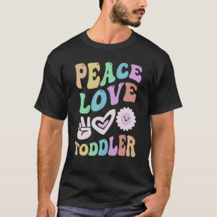 Camiseta PEACE LOVE TODDLER Retro Pré-Escolar Teacher Groov