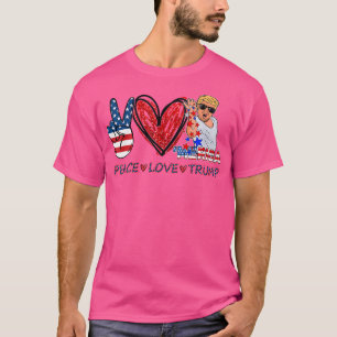 Camiseta Peace Love Trump 2020 Eletion Peace Sign Heart Co