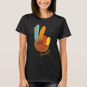 Camiseta Peace Love Turkey Grateful Turkey Sinal Obrigados