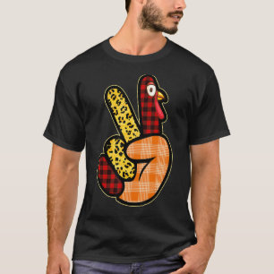 Camiseta Peace Love Turkey Grateful Turkey Sinal Obrigados