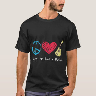 Camiseta Peace Love Ukulele Hawaiian Music Ukelele Uke