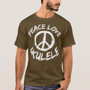 Camiseta Peace Love Ukulele Sdizendo Design Guitar Music Uk