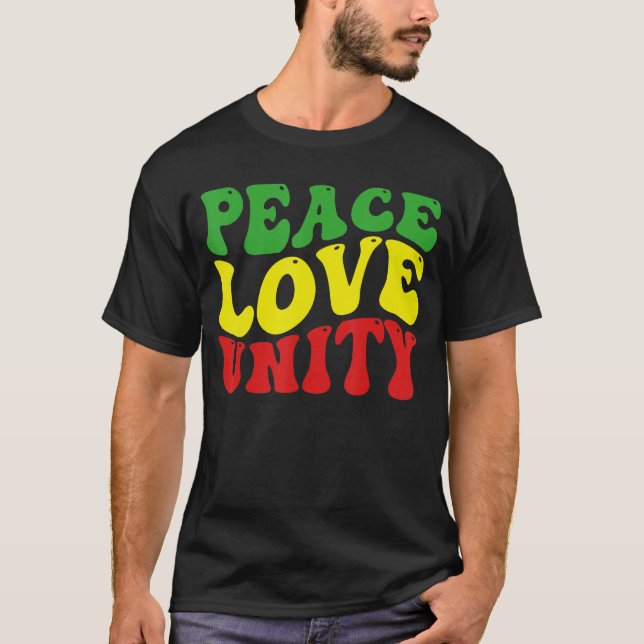 Camiseta Peace Love Unity Reggae Roots Jamaica Rasta Reggae (Frente)
