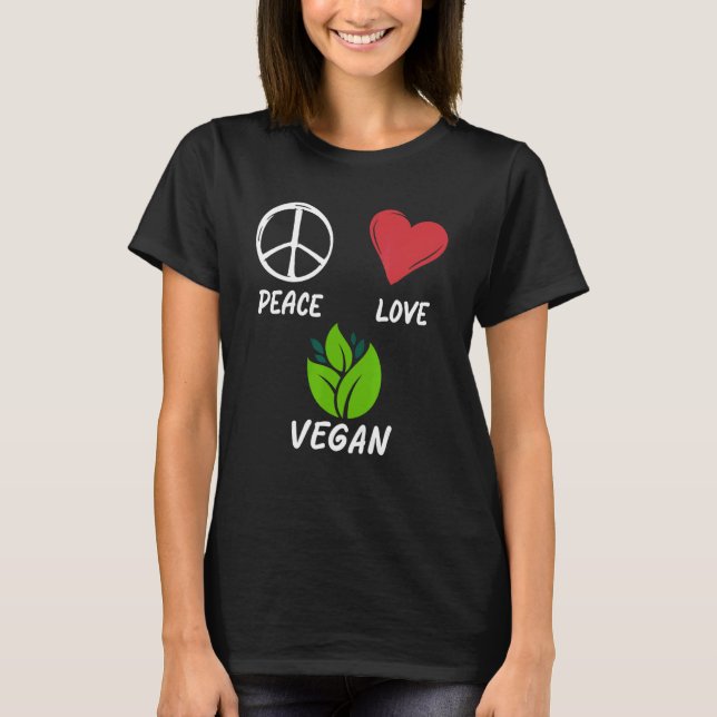 Camiseta Peace Love Vegan Pacifist Animal Life Vegetari (Frente)