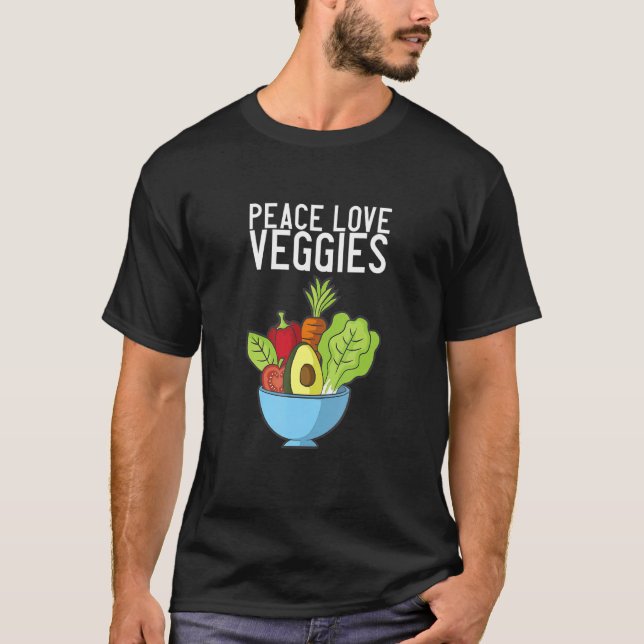 Camiseta Peace Love Veggies Vegan (Frente)