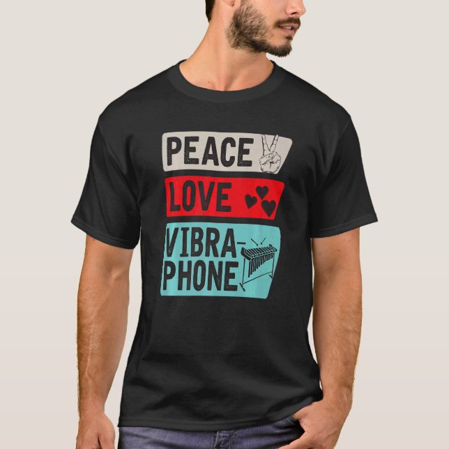 Camiseta Peace Love Vibraphone Musical Instrument Player (Frente)