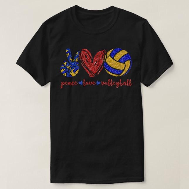 Camiseta Peace Love Voleibol Coach (Frente do Design)
