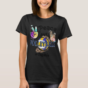 Camiseta Peace Love Voleibol Gaga Life Mãe Avó Leopar