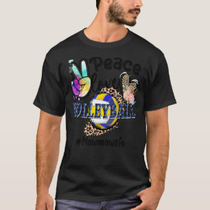 Camiseta Peace Love Voleibol Mawmaw Life Mãe Avó Leop