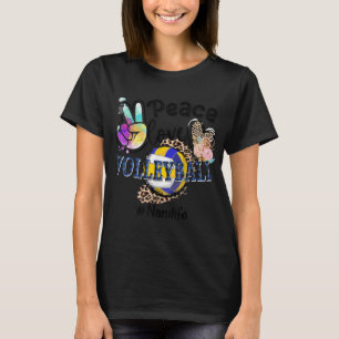 Camiseta Peace Love Voleibol Nani Life Mãe Avó Leopar