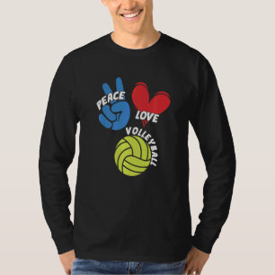 Camiseta Peace Love Voleibol Player Game Team Coach Sett