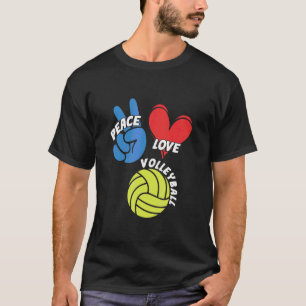 Camiseta Peace Love Voleibol Player Game Team Coach Sett