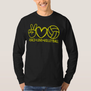 Camiseta Peace Love Voleibol Sports Mamãe Game Day Team Coa