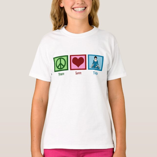 Camiseta Peace Love Yoga Kids (Frente)