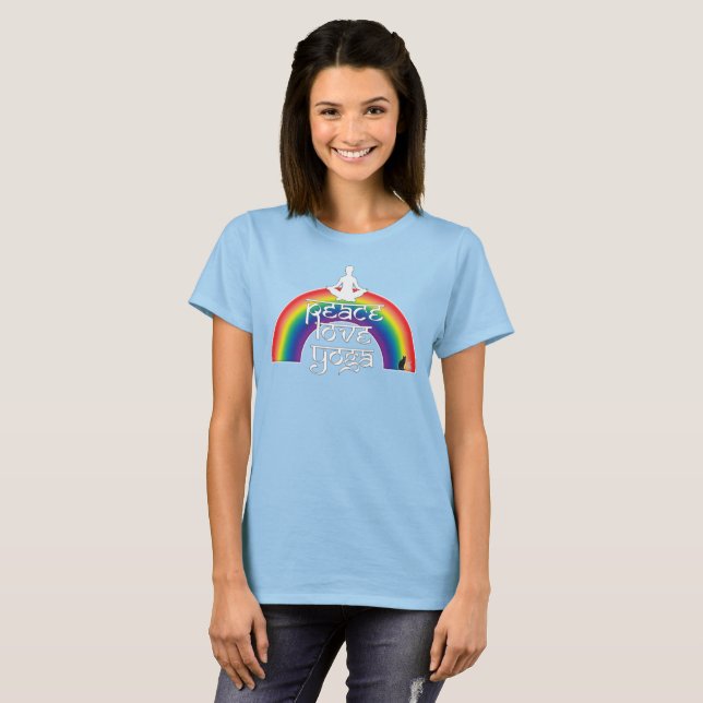 Camiseta Peace Love Yoga Rainbow Intentions (Frente Completa)