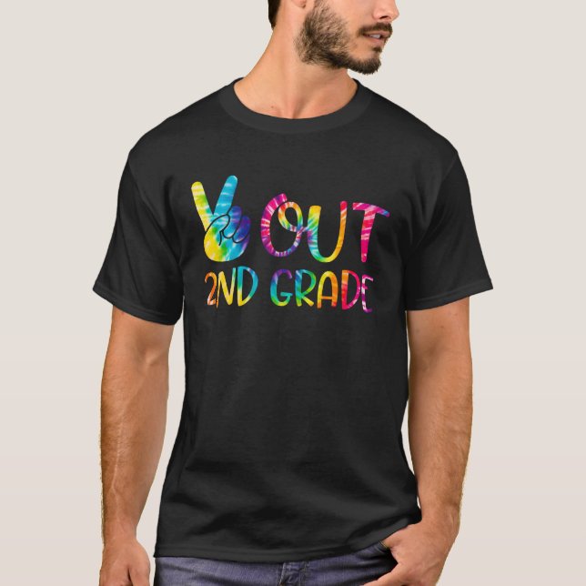Camiseta Peace Out 2nd Grade Last Day Of School Tie Dye (Frente)