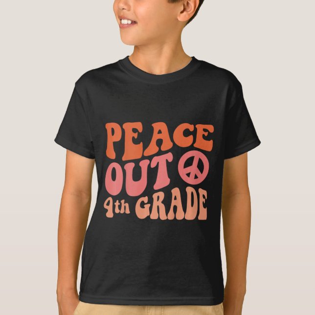 Camiseta PEACE Out 4º ano - Retro Funny 70's Último Dia de  (Frente)