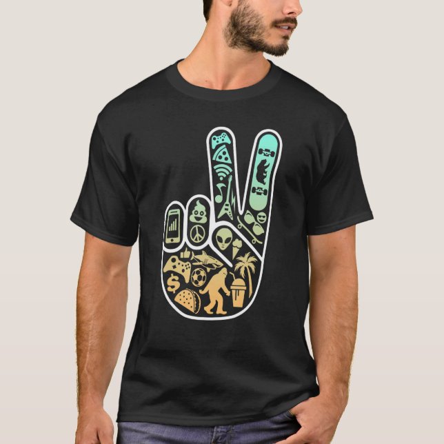 Camiseta Peace Out Cool Symbols Inside Skater (Frente)