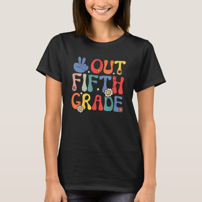 Camiseta Peace Out Fifth 5th Grade  Elementary School Gradu (Frente)