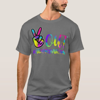 Camiseta Peace Out Kindergarten Happy No Dia Passado Da Esc