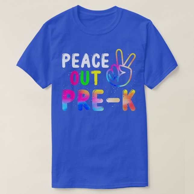 Camiseta Peace Out Pre K Último Dia da Professora Bo (Frente do Design)