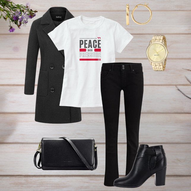 Camiseta Peace Over Pressure Motivational Quote Design (Criador carregado)